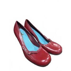 Xappeal Red Leather Mid Heel Pumps